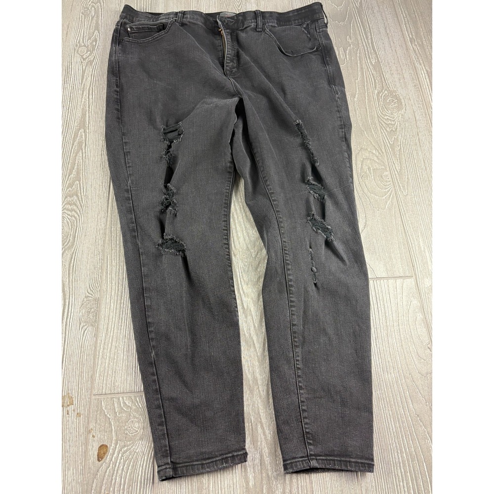 Torrid Womens Jeans Black Sky High Skinny Distressed Size 20 Inseam 28